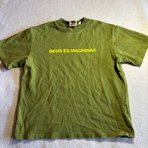 Deus Ex Machina Records Graphic T-Shirt Mens Small‎ Olive Green Short Sleeve Tee